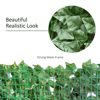 Outsunny 1-Piece Artificial Leaf Hedge Screen Privacy Fence Panel for Garden Outdoor Indoor Decor, Dark Green, 3M x 1M