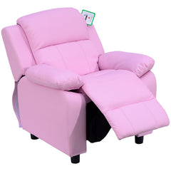 HOMCOM Kids Sofa Armchair Toddler Recliner Children's Chair Lounger Games Chair PU Leather w/ Storage (Pink)