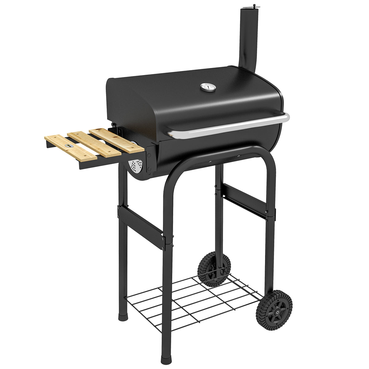 Outsunny Charcoal BBQ, with Thermometer, Shelves and Wheels