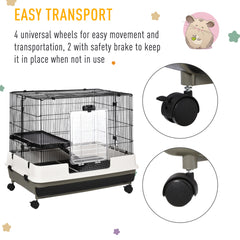 PawHut Small Animal Guinea Pigs Hutches Steel Wire Rabbit Cage Pet Play House W/ Waste Tray Black