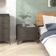 HOMCOM Velvet-Feel Chest of Two Drawers - Brown