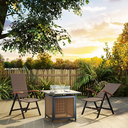 Outsunny 2 Pieces Outdoor Foldable Dining Chair with Armrests, High Backrest, for Garden, Camping, Balcony, Brown
