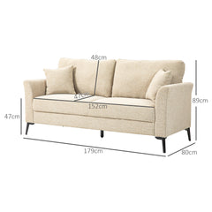 HOMCOM Three-Seater Linen-Look Sofa - Beige