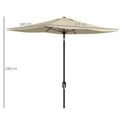 Outsunny 2 x 3(m) Garden Parasol Umbrella, Rectangular Outdoor Market Umbrella Sun Shade with Crank & Push Button Tilt, 6 Ribs, Aluminium Pole, Cream White