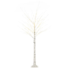 HOMCOM 6ft Artificial White Birch Tree Light with Warm White Pre-Lit LED Light for Indoor and Covered Outdoor Use