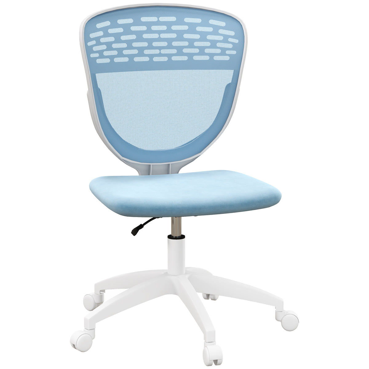 Vinsetto Armless Desk Chair, Mesh Office Chair, Height Adjustable with Swivel Wheels, Blue