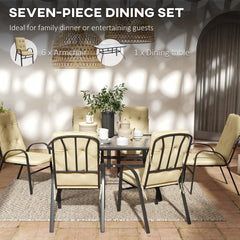 Outsunny Seven-Piece Garden Dining Set with Cushions - Beige