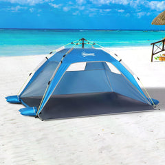 Outsunny Beach Tent for 1-2 Person Pop-up Design with 2 Mesh Windows & 2 Doors Sky Blue