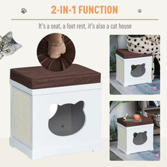 PawHut Cat House Bed Cat Scratching Cube for Small Cat Pet Furniture with Removable Scratching Pad and Soft Cushion White