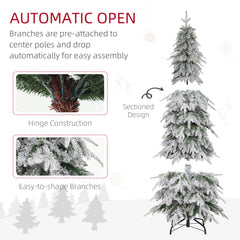 HOMCOM 6ft Snow-Covered Unlit Artificial Christmas Tree