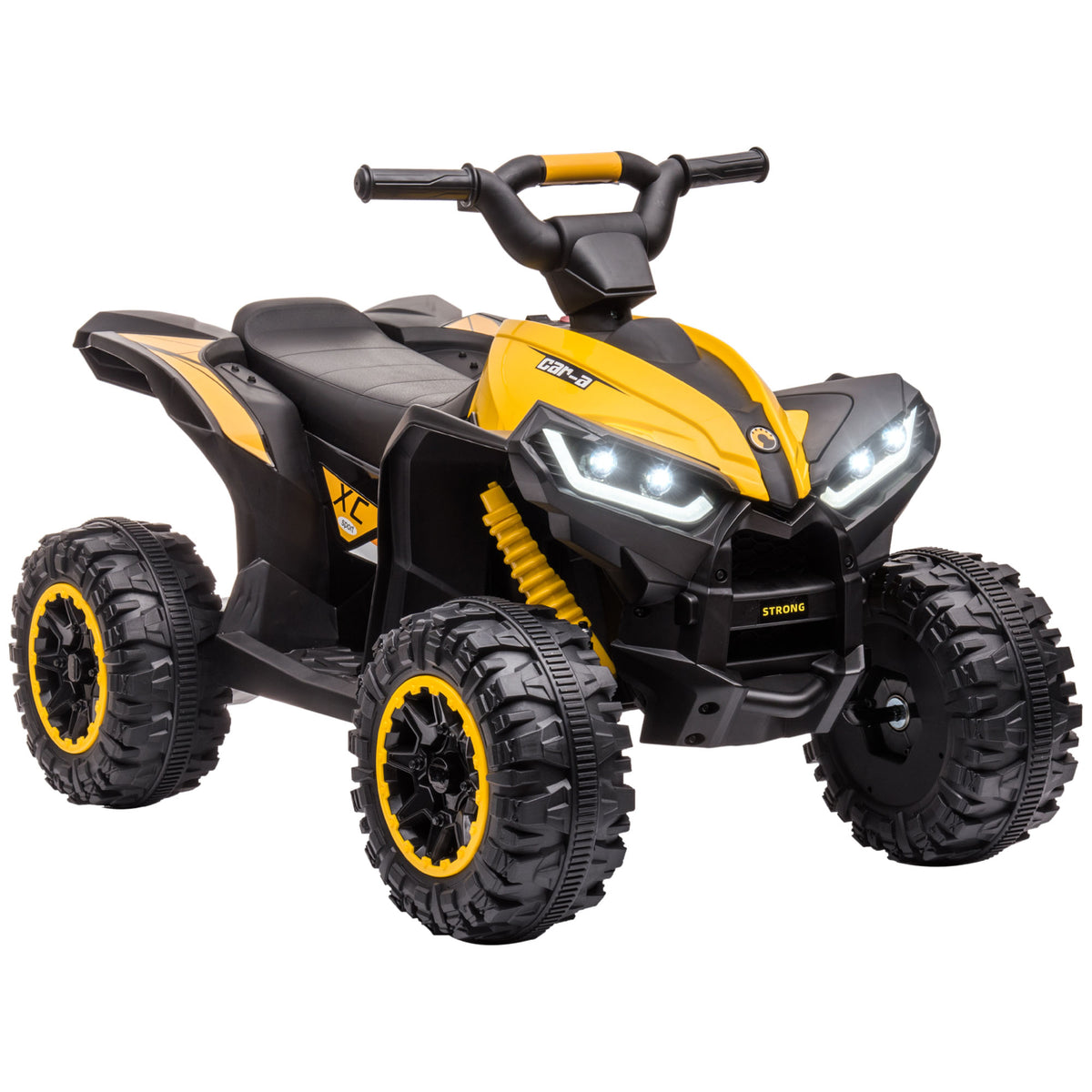 HOMCOM 12V Ride-On Quad Bike w/ Music, Horn, for Ages 3+ Years - Yellow