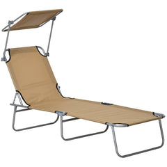 Outsunny Sun Lounger, with Adjustable Face Canopy - Brown