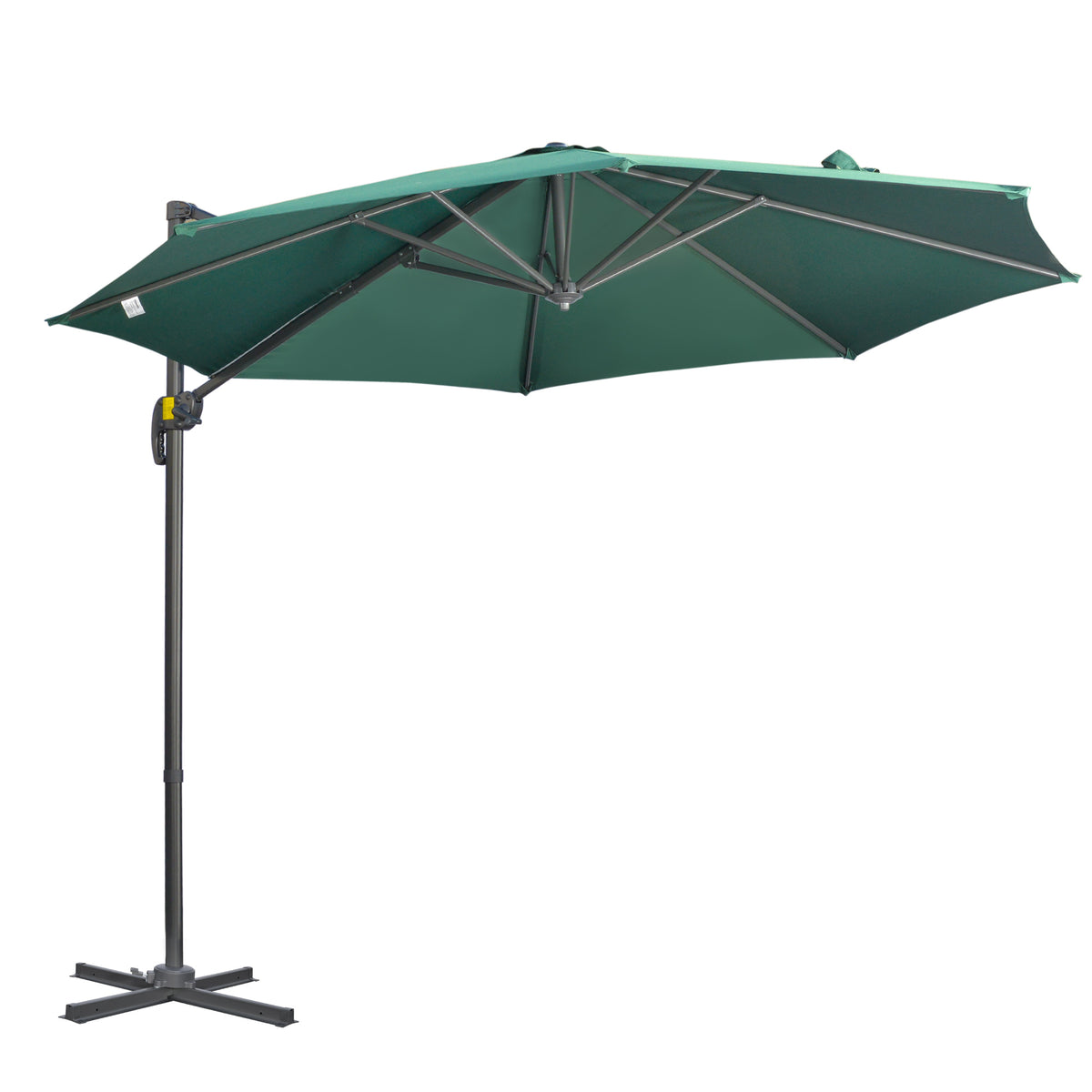 Outsunny 3 x 3(m) Cantilever Parasol with Cross Base, Garden Umbrella with 360√Ç¬∞ Rotation, Crank Handle and Tilt for Outdoor, Patio, Green