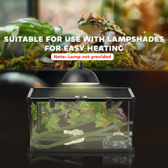 PawHut Glass Reptile Terrarium with Decor Kit, Breeding Tank with Thermometer for Small Animals, 50 x 30 x 25cm, Heated - Black