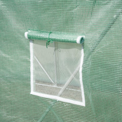 Outsunny Walk-in Polytunnel Greenhouse, Outdoor Garden Tunnel Greenhouse Tent with Zipped Roll-Up Door and 6 Mesh Windows, 3 x 2M