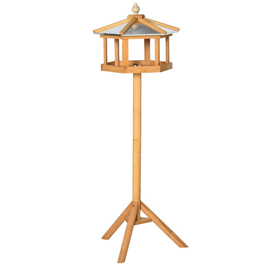 PawHut Wooden Bird Table Free Standing Feeder Garden Sheltered Feeding Station Parrot Stand Birdhouse â40x113cm