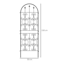 Outsunny Set of 2 Metal Garden Trellis, Decorative Trellis Panels for Climbing Outdoor Plants, Vegetables, Vines, Flowers, 150 x 50 cm, Scrollwork Design