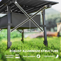 Outsunny Folding Camping Table, 90 x 55 cm Height Adjustable Portable Collapsible Table, 3ft Lightweight Aluminium Rollup Picnic Table with Storage Basket for Outdoor Garden Party BBQ, Black