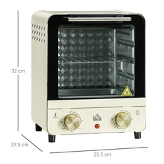 HOMCOM Mini Oven, 15 Litres Electric Oven and Grill with 60-230√¢‚Äû∆í Adjustable Temperature, 60 Minute Timer, Include Baking Tray, Wire Rack and Crumb Tray, 1000W, Cream White