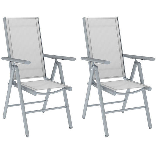 Outsunny Set of Two Aluminium Folding Chairs - Light Grey