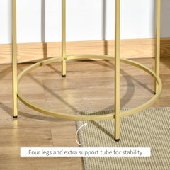 HOMCOM Round Side Table Morden Coffee Tables with Gold Metal Base, Table with Tempered Glass Tabletop, for Living Room, Bedroom, dining room