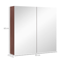 kleankin Double Door Bathroom Mirror Cabinet, Wall Mounted Bathroom Storage Cabinet, Soft Closing, 63L x 60Hcm