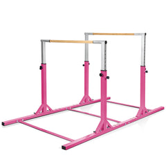 Kids Parallel Gymnastics Bar with Adjustable Width and 11-Level Heights-Pink