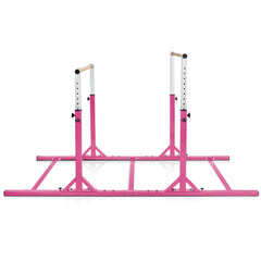 Kids Parallel Gymnastics Bar with Adjustable Width and 11-Level Heights-Pink