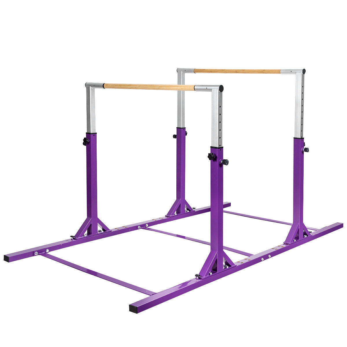 Kids Parallel Gymnastics Bar with Adjustable Width and 11-Level Heights-Purple