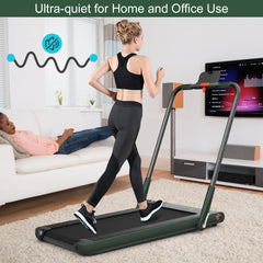 Folding Treadmill with LED Display Bluetooth Speaker-Green