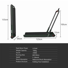 Folding Treadmill with LED Display Bluetooth Speaker-Green