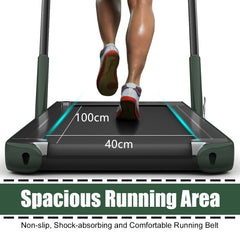 Folding Treadmill with LED Display Bluetooth Speaker-Green