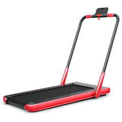 Folding Treadmill with LED Display Bluetooth Speaker-Red