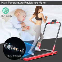 Folding Treadmill with LED Display Bluetooth Speaker-Red