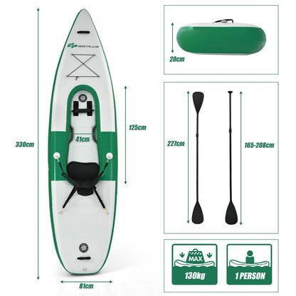 Inflatable Kayak with Adjustable Aluminum Oar for River Lake Sea-Green