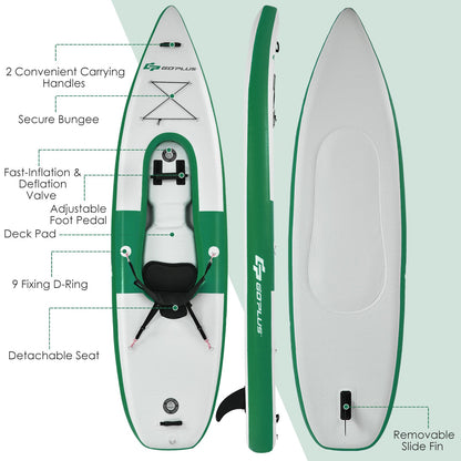 Inflatable Kayak with Adjustable Aluminum Oar for River Lake Sea-Green