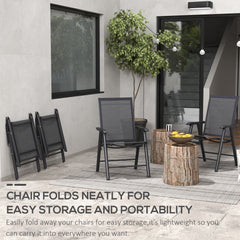 Outsunny Set of 4 Foldable Metal Garden Chairs Outdoor Patio Park Dining Seat Furniture Black