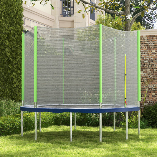 SPORTNOW 8ft Trampoline Net Replacement with 6 Plastic Pole Covers, Weather-Resistant Trampoline Netting Replacement with Zipped Entrance, Poles Not Included, Green