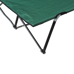 Outsunny Double Camping Cot Bed, with Bag - Green