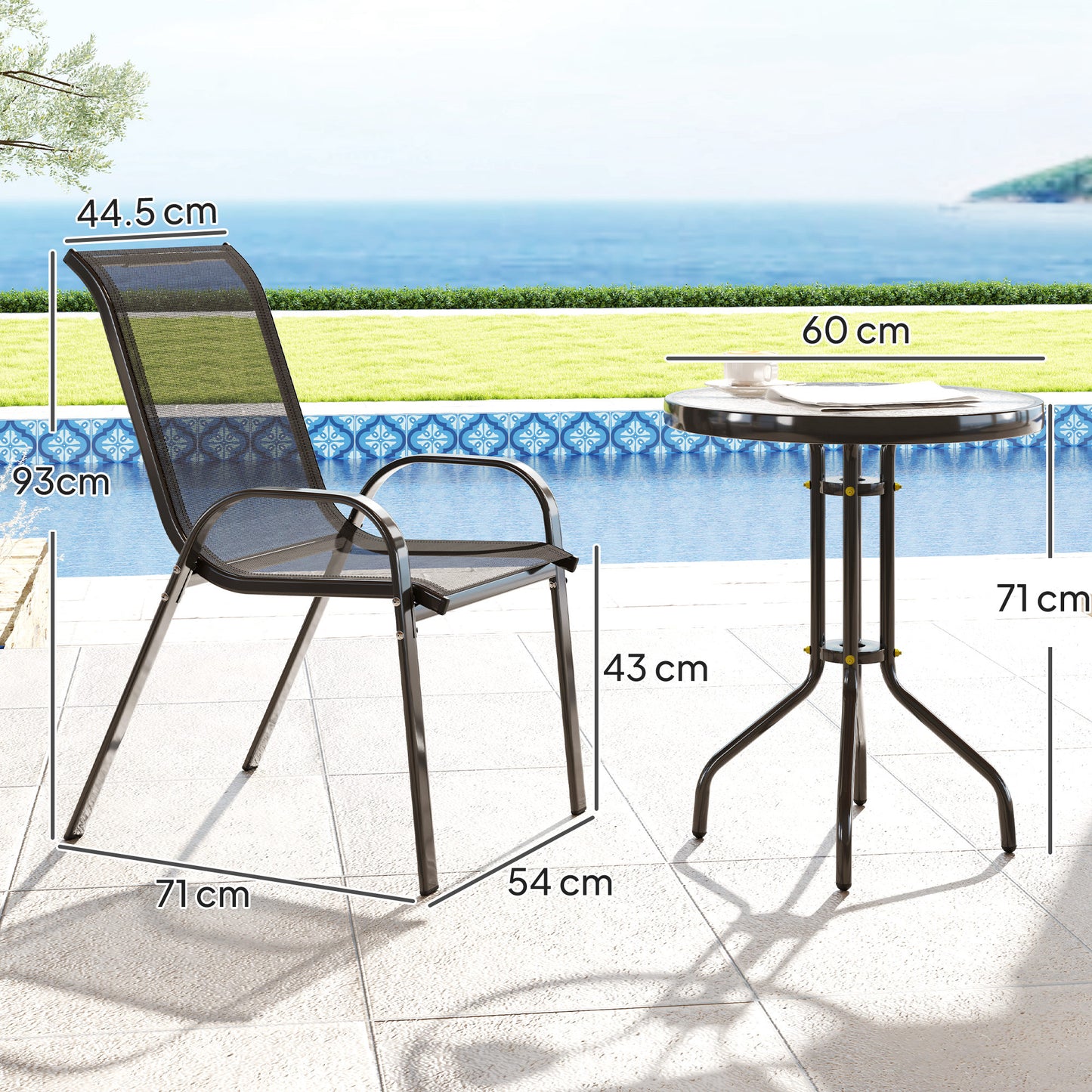 Outsunny Three-Piece Outdoor Garden Set - Black
