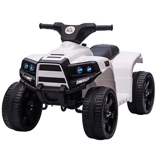 HOMCOM 6V Kids Electric Ride on Car, All Terrain Vehicle Toy, Quad Bike With Headlights, Horn, for Toddlers 18-36 Months White