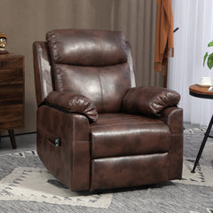 HOMCOM Faux Leather 70√Ç¬∞ Electric Riser Recliner Chair - Brown