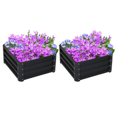 Outsunny Set of Two 60 x 60cm Steel Planter Boxes - Grey