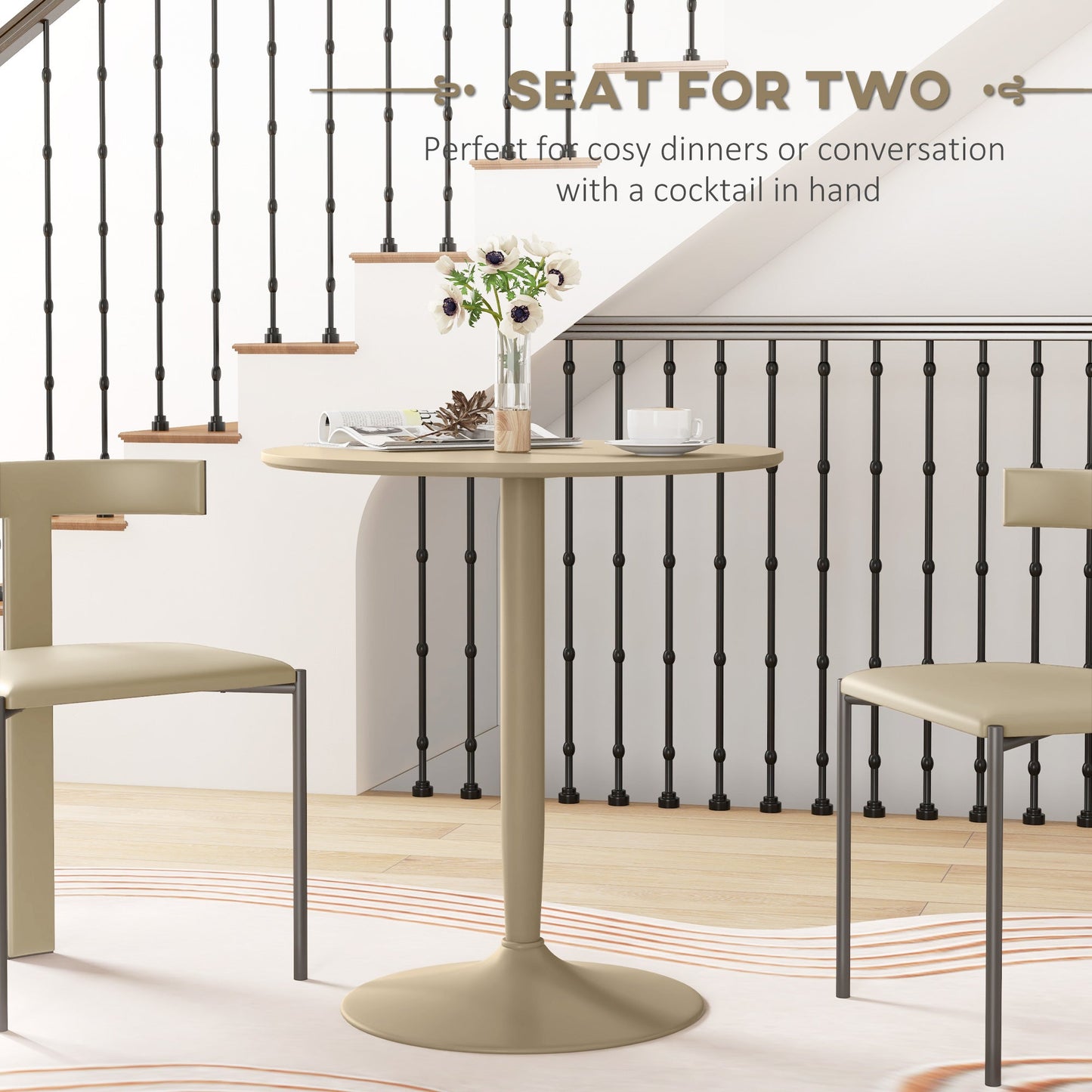 HOMCOM 75H x 70cm Two-Person Minimalistic Dining Table - Light Brown