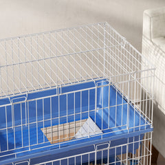 PawHut Double Tier Small Animal Cage Rabbit Chinchillas Cage w/ Ramp Food Dish Water Bottle Deep Trays Pet Home 72 x 44 x 67 cm