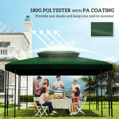 Outsunny Gazebo Roof Replacement, for 3 x 4m Frames - Green