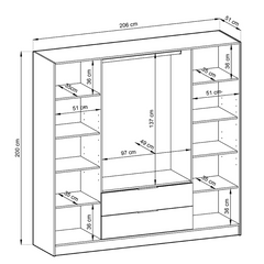 Nelly Hinged Door Wardrobe 206cm [Mirror]