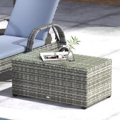 Outsunny 90 x 50cm Glass-Top Rattan Side Table - Light Grey