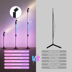 HOMCOM LED Floor Lamp with Reading Light, 360√Ç¬∞ RGB Detachable Corner Floor Lamp with App & Remote Control, Standing Lamp with Music Sync & Timing, for Living Room, Game Room, Dark Grey