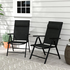 Outsunny Set of Two Padded Garden Chairs - Black